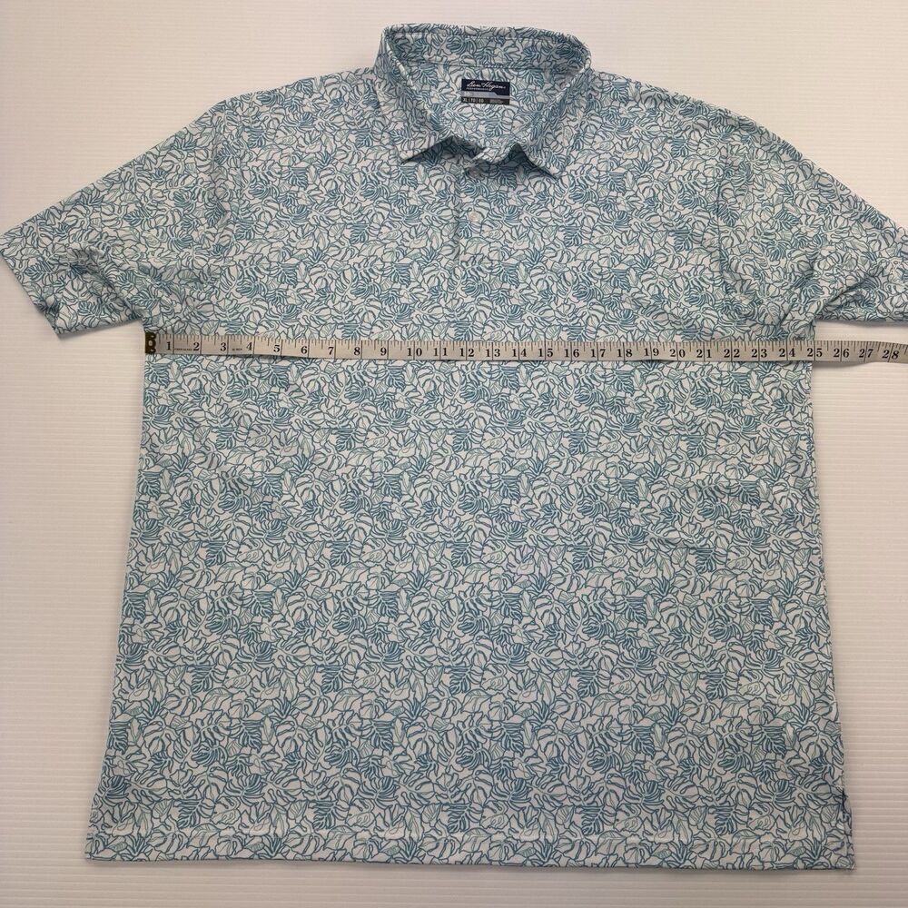 Ben Hogan Golf Polo Shirt Mens XL Blue Green Leaf Print Performance Stretch - Picture 8 of 9